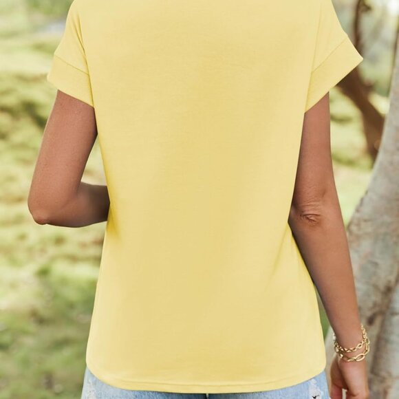 Womens Summer Tank Top Cotton Polyester Blend Loose Fit Casual Tee Yellow XL - Picture 3 of 5